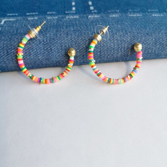 Kendra Scott Reece Gold Neon Mix Small Hoop Earrings - Picture 2 of 3